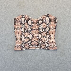 Candie’s Snakeskin Print Strapless Tube Top Ruched Front Stretch Size L
